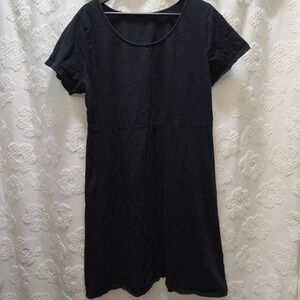 Fresh Produce Womens Black Jersey Scoop Neck Short Sleeve Empire Waist Dress